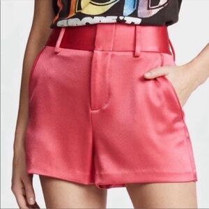 Alice + Olivia High Waist Satin Pink Shorts